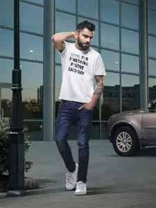 WROGN Men Pure Cotton Typography Printed Slim Fit T-shirt
