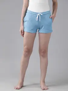 TERRANOVA Women Pure Cotton Solid Lounge Shorts with Turn Up Hem