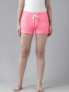TERRANOVA Women Pure Cotton Solid Lounge Shorts with Turn Up Hem