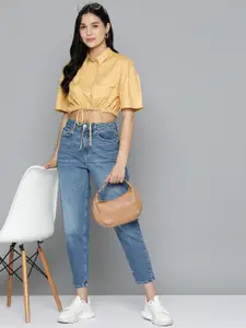 Harvard Women Solid Opaque Crop Casual Shirt