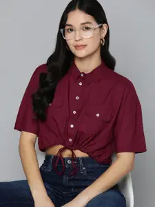 Harvard Women Solid Opaque Crop Casual Shirt