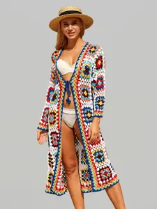 JC Collection Self Design Longline Tie-Up Shrug