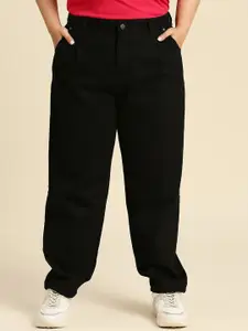 Freeform by High Star Women Plus Size Relaxed Fit High-Rise Pure Cotton Jeans