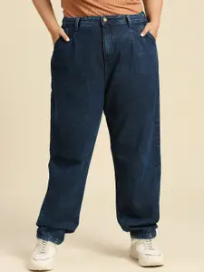 Freeform by High Star Women Plus Size Relaxed Fit High-Rise Pure Cotton Joggers