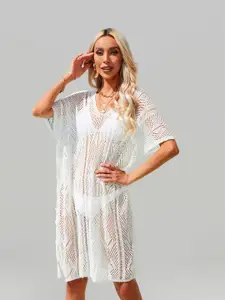 JC Collection Self-Design Swimwear Cover Up Top