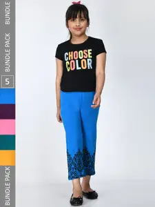 IndiWeaves Girls Pack Of 5 Printed Mid-Rise Cotton Shorts