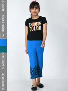 IndiWeaves Girls Pack Of 2 Printed Mid-Rise Cotton Shorts