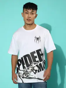 VEIRDO White Spider-Man Printed Oversize Cotton T-shirt