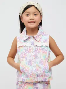 One Friday Girls Printed Ruffled Pure Cotton Shirt Style Top