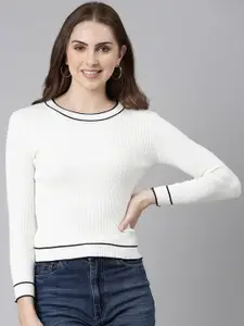 SHOWOFF Acrylic Round Neck Fitted Top