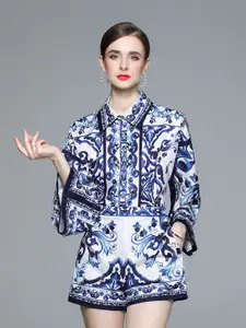 JC Collection Printed Drop-Shoulder Shirt With Shorts