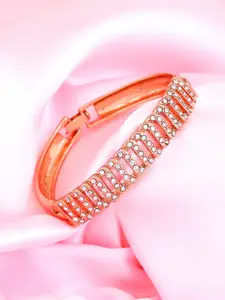 Estele Women Crystals Rose Gold-Plated Kada Bracelet