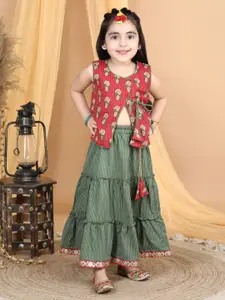 Kinder Kids Girls Ethnic Motifs Printed Ready to Wear Lehenga & Blouse