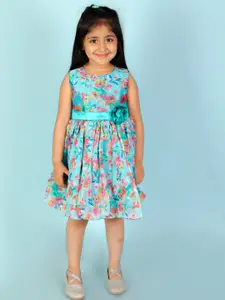 Lil Peacock Girls Sleeveless Floral Printed Fit & Flare Dress