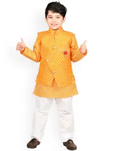 BAESD Boys Geometric Printed Regular Kurta With Pyjamas & Waistcoat