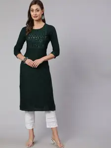 KALINI Embroidered Sequinned Straight Kurta