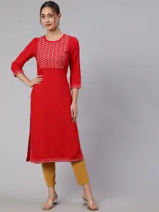 KALINI Floral Embroidered & Sequinned Straight Kurta