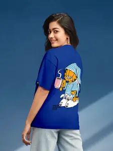 Bewakoof x OFFICIAL GARFIELD MERCHANDISE Lazy Garfield Graphic Printed Oversized T-shirt