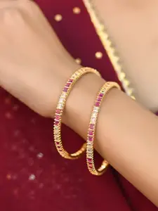 Ratnavali Jewels Set Of 2 Gold-Plated Bangles