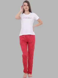 FLOSBERRY Typography Printed Night Suit
