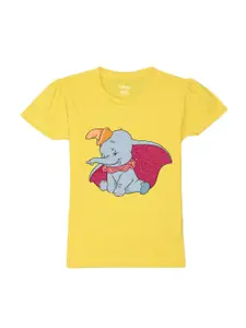 Wear Your Mind Girls Dumbo Glitter Printed Pure Cotton T-shirt