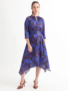 RAREISM Abstract Printed & Tie Up Detailed Fit & Flare Dress