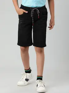 Indian Terrain Boys Washed Mid-Rise Pure Cotton Denim Shorts