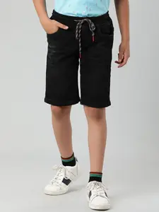 Indian Terrain Boys Washed Mid-Rise Pure Cotton Denim Shorts