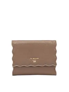 Da Milano Women Brown Textured Leather Two Fold Wallet