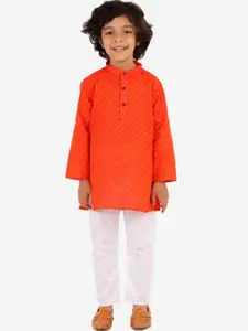 Superminis Boys Checked Pure Cotton Kurta with Pyjamas
