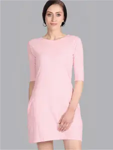 Free Authority Solid Pure Cotton Casual T-Shirt Dress