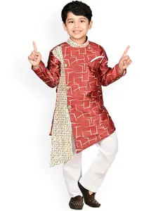 BAESD Boys Printed Regular Patchwork Kurta with Trousers