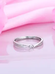 Zavya Rhodium-Plated CZ-Studded 925 Pure Sterling Silver Finger Ring