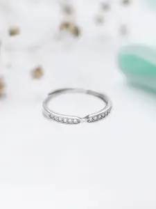 Zavya 925 Pure Silver Rhodium-Plated Cubic Zirconia Studded Ring