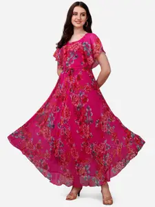 Fashion2wear Floral Printed Flared Sleeves Maxi Dress