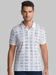 Parx Conversational Printed Polo Collar Cotton T-shirt