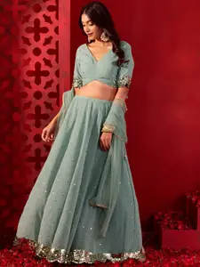 Indya Luxe Embellished Ready to Wear Lehenga & Blouse With Dupatta