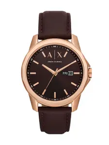 Armani Exchange Men Leather Analogue Chronograph Watch AX1740-Brown