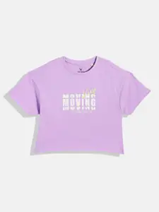 Allen Solly Junior Girls Typography Printed Pure Cotton Moisture Wicking Outdoor T-shirt