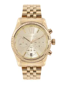 Michael Kors Women Lexington Bracelet Style Analogue Chronograph Watch MK7378-Gold