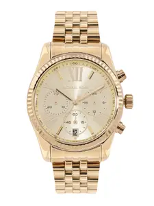 Michael Kors Women Lexington Bracelet Style Analogue Chronograph Watch MK7378-Gold
