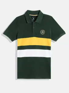 Allen Solly Junior Boys Striped Polo Collar Pure Cotton T-shirt