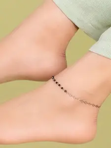 Zavya Women Rose Gold-Plated Beaded 925 Sterling Silver Anklet