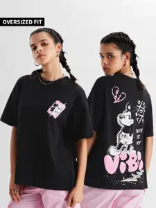 The souled store Mickey Mouse: Graffiti Black Women Oversized T-Shirts