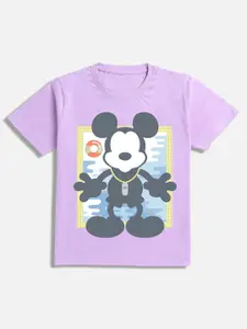 BAESD Boys Mickey Mouse Printed Round Neck Cotton T-shirt