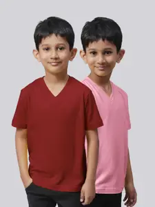 Friskers Boys Pack Of 2 V-Neck Pure Cotton T-shirts