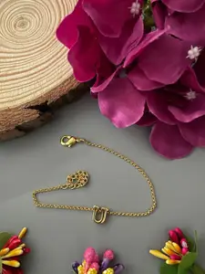 Digital Dress Room Letter "U" Name Gold Plated Rakhi Bracelet