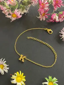 Digital Dress Room Gold-Plated Letter "K" Name Link Bracelet