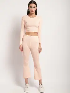 Miaz Lifestyle Pure Cotton Crop Top And Trousers Co-Ords