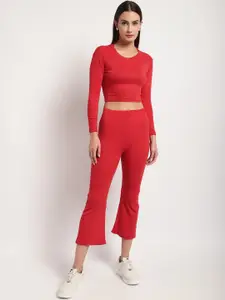 Miaz Lifestyle Pure Cotton Crop Top and Trousers Co-Ords